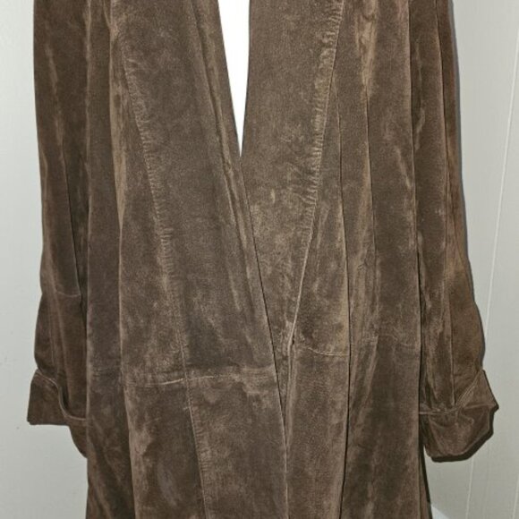 JACQUELINE FERRAR Brown Suede Shawl Collar Draped Jacket Ladies MEDIUM - Picture 3 of 6